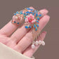 Vintage Enamel Peony Pearl Tassel Brooch for Women – Adjustable Pink Qipao Accessory