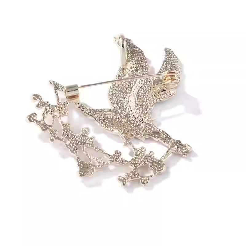 Vintage Chinese Crane & Plum Blossom Brooch – Elegant Oriental Lapel Pin for Women