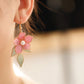 Pink Flower Dangle Earrings – Elegant Hanfu & Song Dynasty Style Accessories