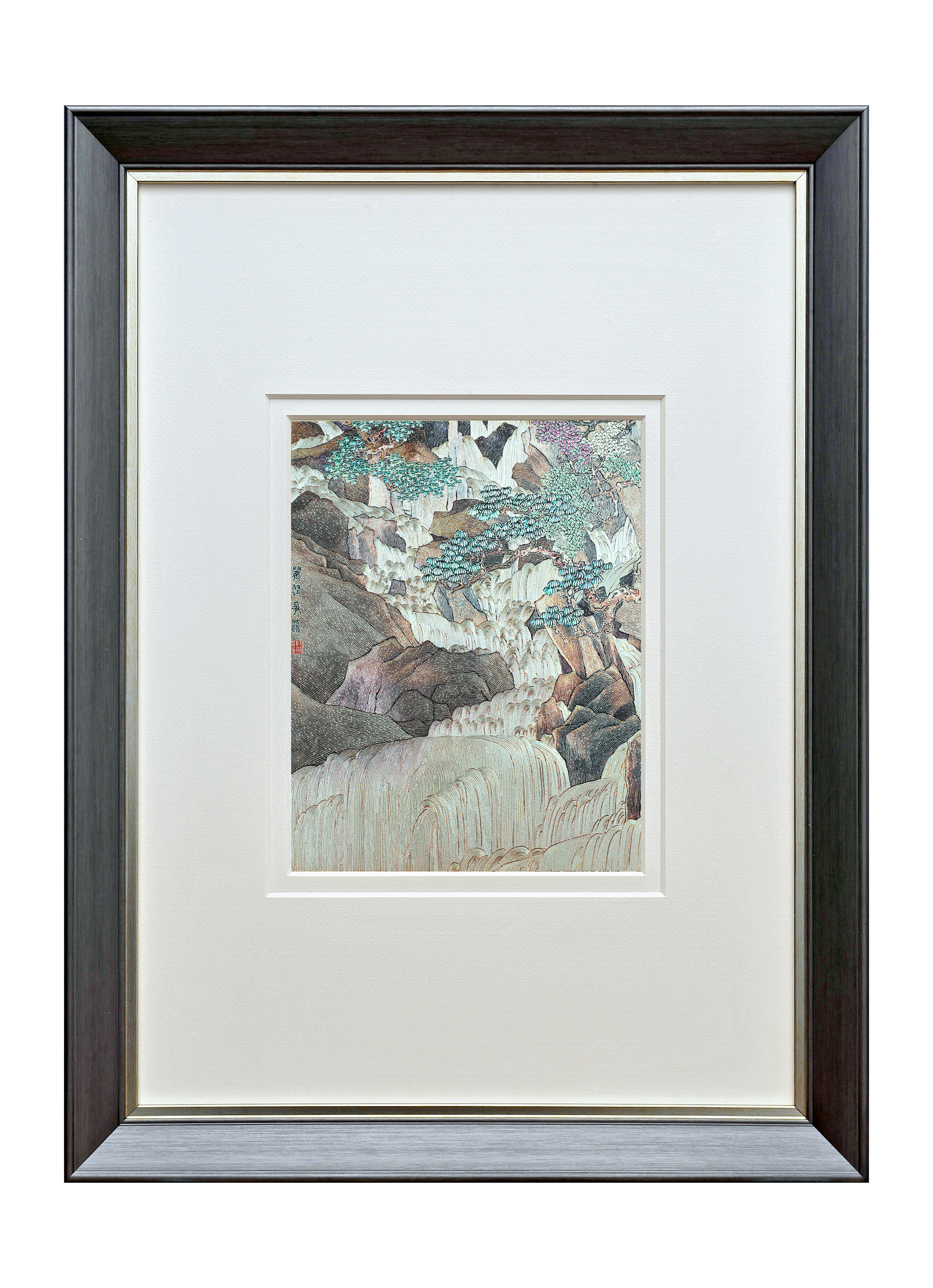 Rushing Streams Through Ten Thousand Valleys – Chinese Silver Landscape Wall Art