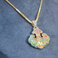 "Yi Lu You Ni" 999 Silver Deer Pendant – Gold-Accented Cloisonné Ruyi Lock Necklace