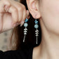 Cloisonné Flower Earrings with Jade Beads and Wheat Tassels – New Chinese Style