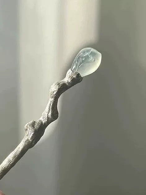 Elegant Crystal Silver Hairpin – New Chinese Style Textured Branch Hair Ornament