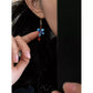 Deep Blue Butterfly Floral Earrings – New Chinese Style Agate Drop Earrings for Women