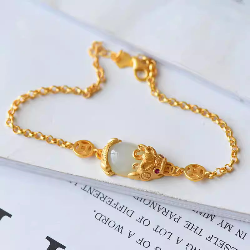 Pi Xiu Bracelet with Natural Hetian Jade – Elegant Chinese Wealth &  Luck Jewelry for Women