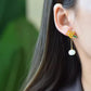 S925 Gold-Plated Silver Osmanthus Flower Hetian Jade Enamel Earrings for Women – Chinese Hanfu Retro Style