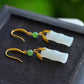 Mutton Fat White Hetian Jade Bamboo Segment S925 Gold Vermeil Silver Earrings for Women