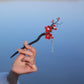 Red Plum Blossom Hairpin | Sandalwood Handmade Chinese Hair Accessory for Hanfu & Qipao