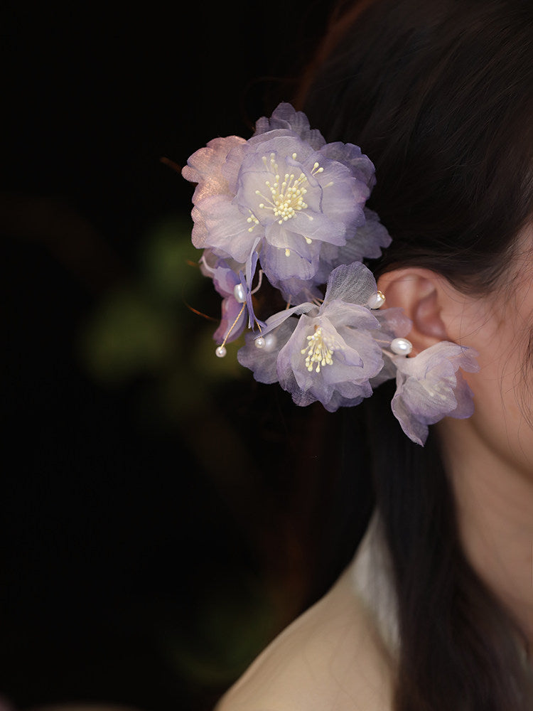 Handmade Silk Peony Hair Clip – Tang Style Floral Hair Accessory