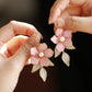 Pink Flower Dangle Earrings – Elegant Hanfu & Song Dynasty Style Accessories