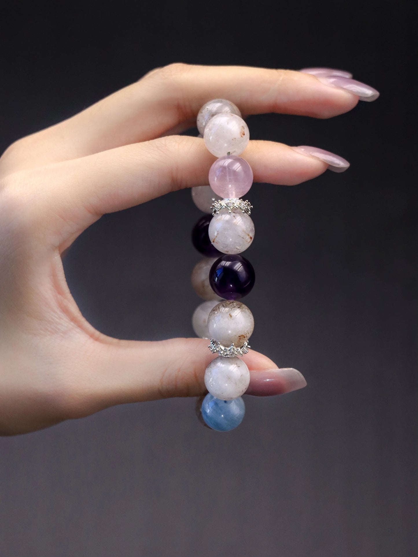 Mystic Harmony Crystal Healing Bracelet – Black Super Seven, Ghost Quartz, Rose Quartz & Amethyst Energy Blend