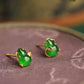 S925 Gold-Plated Silver Jade Gourd Stud Earrings – Natural Green Jade Ear Jewelry for Women, Chinese New Year Gift