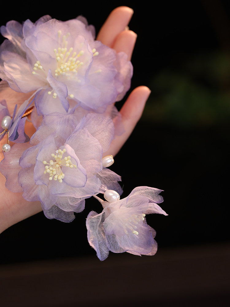 Handmade Silk Peony Hair Clip – Tang Style Floral Hair Accessory