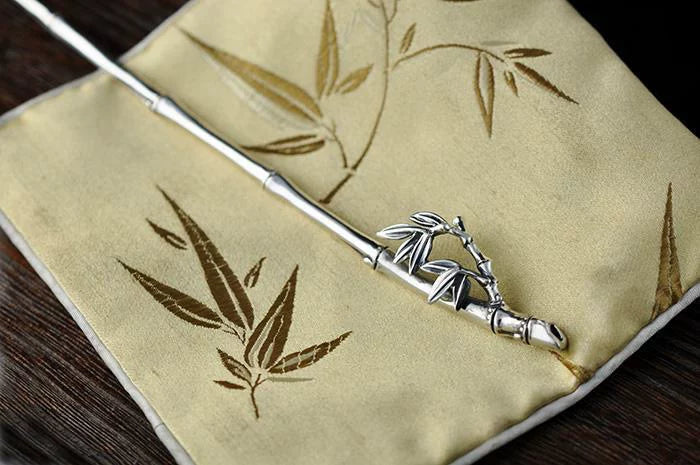 Elegant S925 Silver Bamboo Leaf Hairpin – Minimalist Chinese Hair Accessory for Women
