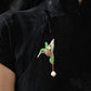 Vintage Embroidered Bird and Pearl Brooch – New Chinese Style Elegant Lapel Pin