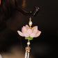 Black Ebony Lotus Long Tassel Hairpin – New Chinese Style Hanfu Hair Accessory