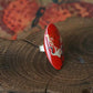 Traditional Chinese Crane Ring – Oriental Art Jewelry with Pine Tree Motif and Lacquer Finish