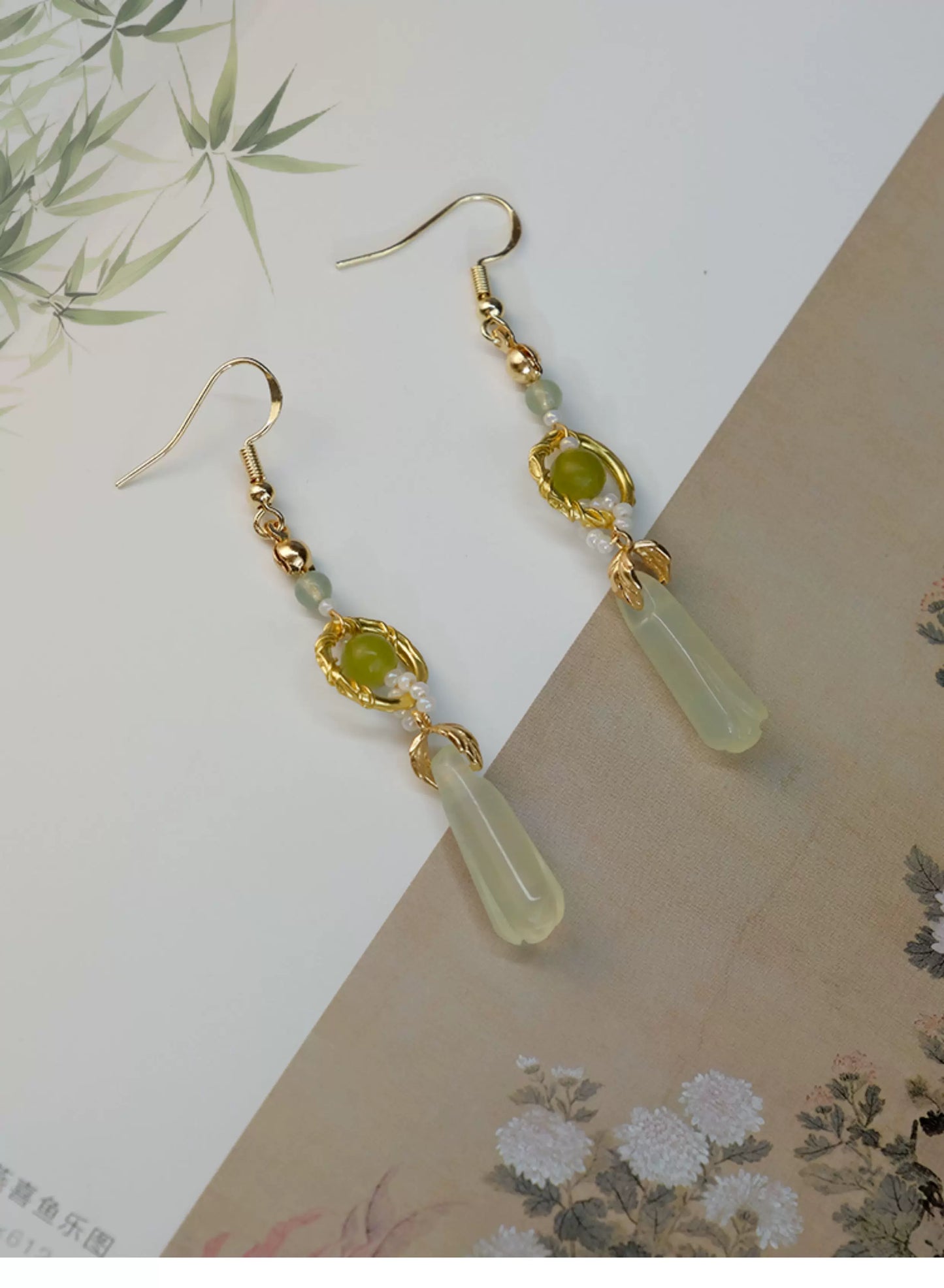 Natural Xiuyu Jade Earrings with 14K Gold-Filled Hooks – Elegant Chinese Jade Jewelry for Women