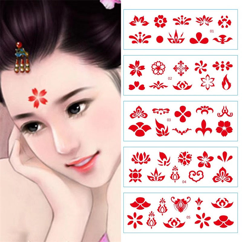 Traditional Chinese Printed Eyebrow Patch/Huadian Sticker(1 Set)