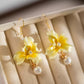 Traditional Chinese Velvet Flower Iris Earrings – Handmade Ronghua Ear Hooks for Hanfu and Qipao