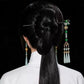 Elegant Green Tassel Hairpin – Chinese Style Wooden Hair Accessory for Hanfu Styling