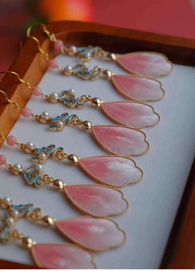 Handmade Velvet Flower Hook Earrings – Intangible Cultural Heritage New Chinese Style Jewelry