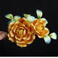 Handmade Yellow Velvet Peony Hair Clip – Traditional Chinese Guofeng Hairpin for Hanfu & Qipao