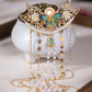 Vintage Butterfly Tassel Hanfu Hair Clip – Cloisonné Style Back Hair Comb with Faux Pearls