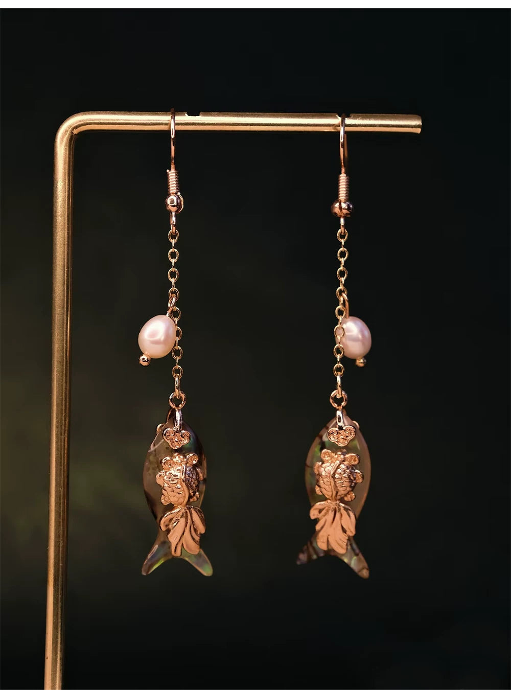 Handcrafted Goldfish Tassel Earrings – Elegant Chinese Style Dangle Earrings for Women