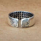 999 Fine Silver Heart Sutra Lotus Ring – Adjustable Open Band Unisex Couple Ring, Vintage Style