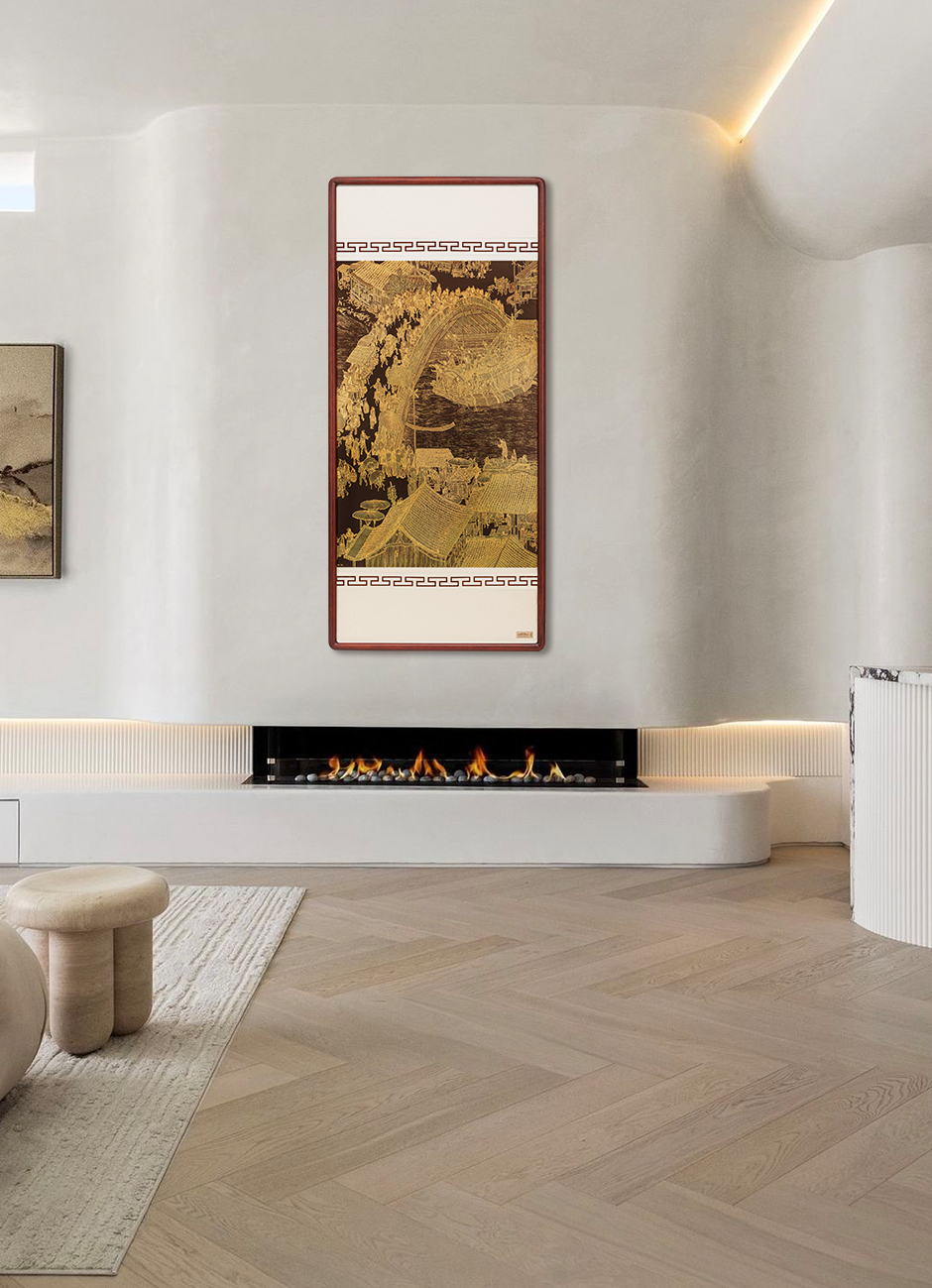 Qingming Shanghe Tu – Handcrafted Chinese Repoussé &  Chasing Wall Art (Vertical) | Luxury Historical Landscape Metal Artwork
