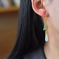 925 Sterling Silver Blue Enamel Butterfly &amp; Hetian Jade Drop Earrings