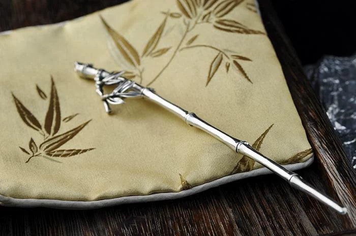 Elegant S925 Silver Bamboo Leaf Hairpin – Minimalist Chinese Hair Accessory for Women