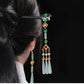 Elegant Green Tassel Hairpin – Chinese Style Wooden Hair Accessory for Hanfu Styling