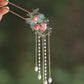 Butterfly  Floral Pearl Tassel Hairpin – New Chinese Style Enamel Buyao Hair Accessory for Hanfu  Mamian Skirt