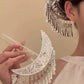 New Chinese Crescent Tassel Side Hairpin – Miao Silver Ethnic Hair Accessory for Hanfu &Qipao
