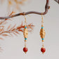 Dunhuang Red Agate Earrings – New Chinese Style Silver Drop Earrings for Hanfu