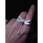 Textured Dragonfly Zircon Brooch – New Chinese Style Silver-Plated Copper Lapel Pin