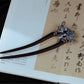 Vintage Chinese Style Ebony Wood Butterfly Hairpin with Pearl Tassel – Elegant Qipao Hair Accessory for Women