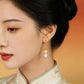 Ruyi Double Pearl Drop Earrings – New Chinese Style Filigree Gold-Plated S925 Silver Earrings