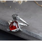 Vintage Fox Ring with Garnet – Adjustable 925 Sterling Silver Statement Ring
