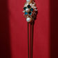 Luxury Pearl Dian Cui Style Hairpin – New Chinese Style Peacock Feather Hair Fork