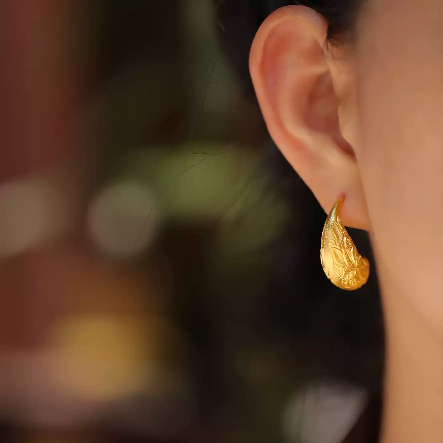 Song Dynasty Inspired Gilded Gourd Earrings – Traditional Chinese Gold-Plated Silver Jewelry