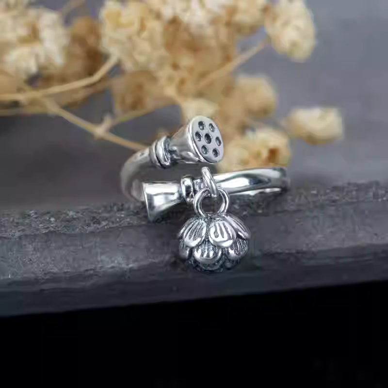 lotus seed tassel lotus ring-925 sterling silver