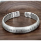 999 Fine Silver Solid Heart Sutra Bracelet – Adjustable Open Band Unisex Couple Bangle