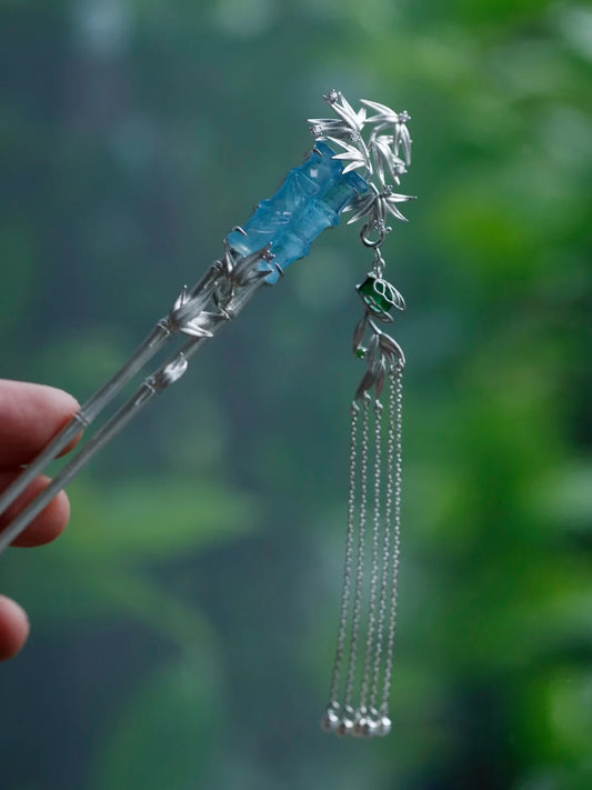 Bamboo Shadow Cicada Hair Stick – Elegant New Chinese Style Hairpin for Mamian Skirt and Hanfu