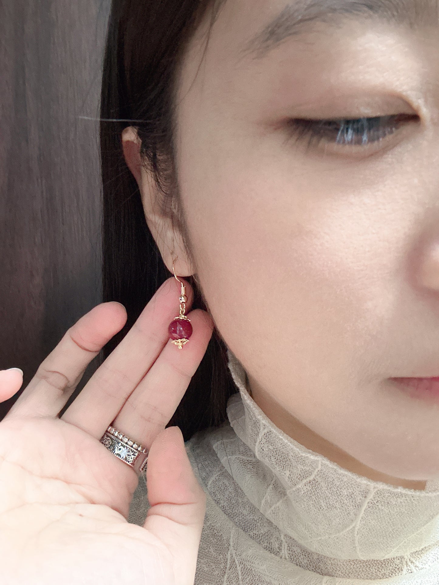 Cinnabar Red Earrings – Chinese Vintage Style Earrings for Women | Lucky Red Jewelry Gift