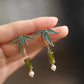 Chinese Bamboo Leaf Tassel Earrings – Vintage Oriental Bamboo Joint Earrings for Qipao