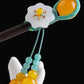 White Flower 5 glaze Beads Tassel Hairpin-Wood