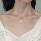 Chinese Feng Bird Necklace – White Shell & Red Agate Minimalist Pendant